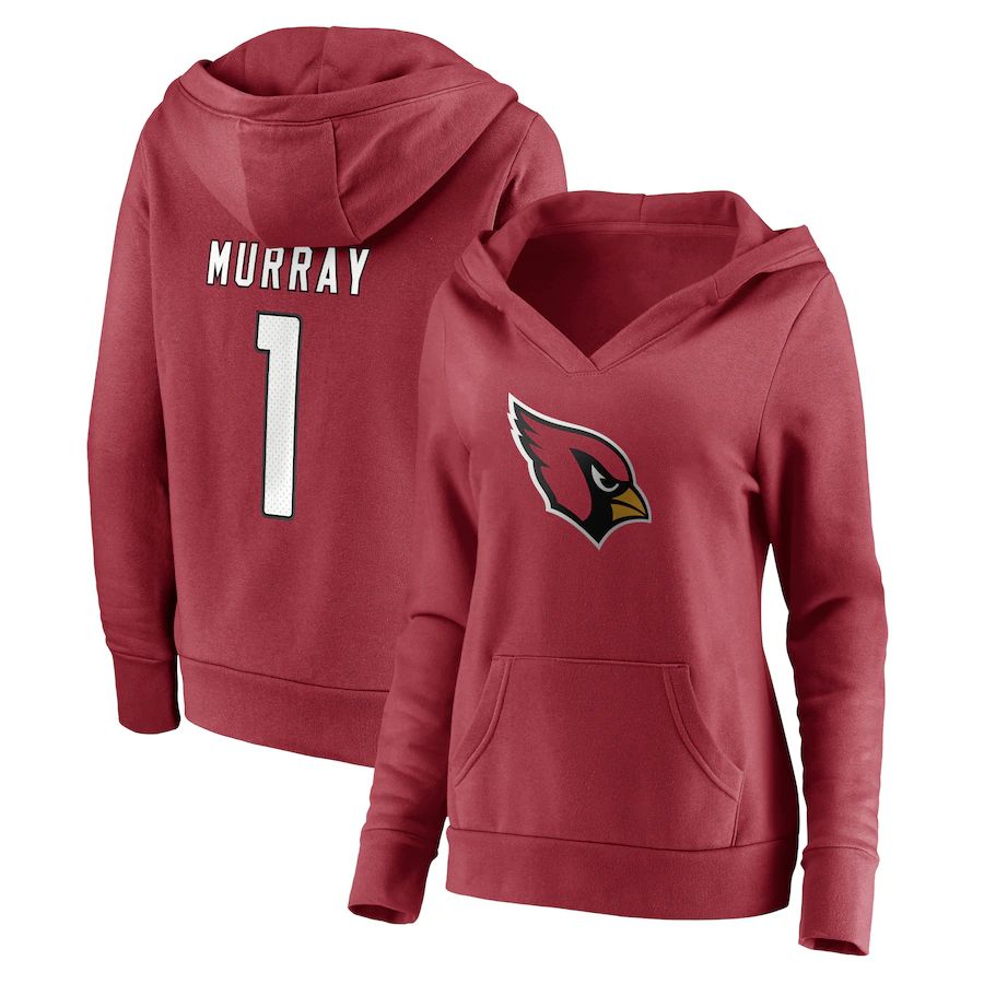 Women Arizona Cardinals #1 Kyler Murray Fanatics Branded Cardinal Player Icon Name & Number Pullover Hoodie->women nfl jersey->Women Jersey